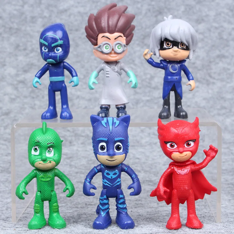 3 комплекта PJ Маски мультфильм гибкие конечности аниме персонаж Pj Catboy Owlette Gekko картонные Фигурки игрушки подарок для детей P05 - Цвет: 6pcs