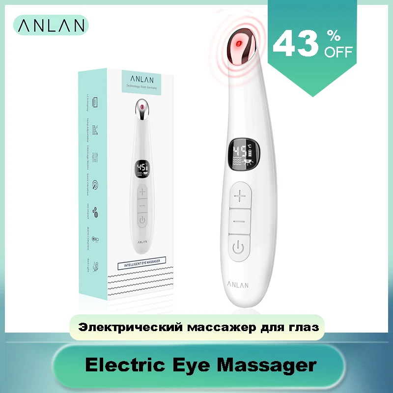 Online Masajeador de ojos eléctrico ANLAN Anti arrugas masaje de ojos Anti envejecimiento cuidado de los ojos pantalla LED masaje caliente Dispositivo de masajeador recargable USB