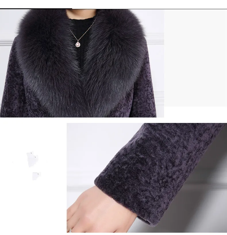 New Large Fox Fur Collar Wool Winter Jacket Women Real Fur Coat Female Slim Natural Sheep Shearing Overcoat A233