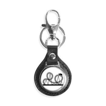 

Black Roller Coaster Amusement Park Silhouette Leather Metal Key Chain Ring Car Keychain Gift