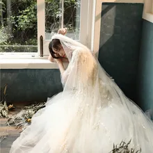 Favordear свадебные аксессуары, роскошная Высококачественная свадебная вуаль цвета шампанского/слоновой кости 4 м с вырезами по краям, Золотая свадебная вуаль с блестками