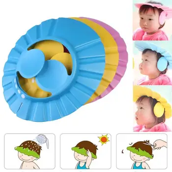 

Available In Three Colors Foam Thickened Shampoo Hat Adjustable Baby Kids Shampoo Cap Bath Shower Cap Wash Hair Ear Shield