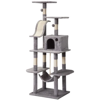 

Cat Tree Kitten Activity Tower Condo With Hammock Deluxe Scratching Posts Cat Climbing Tower Furniture Cat Toy Supplies