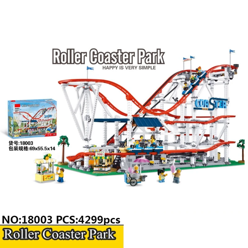 

18003 Street View Series Amusement Park Large Roller Coaster Children's Assembled Building Blocks Toys Christmas Birthday Gifts