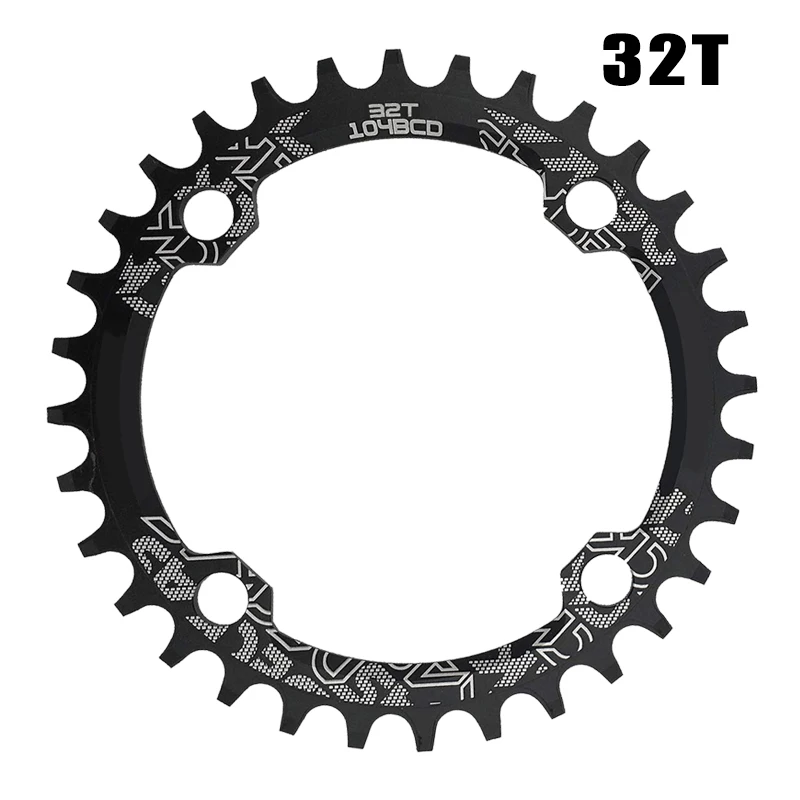 round 32T black 104BCD круглая цепь колеса узкая широкая цепь MTB болты горный велосипед 32T 34T 36T 38T шатуны один зуб пластина часть - Цвет: round 32T black