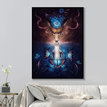 

Fox Skull Reflection Painting Distinctive Painting Full Drill Square/Round 5D Diamond Painting Mosaic Needlework Paintings