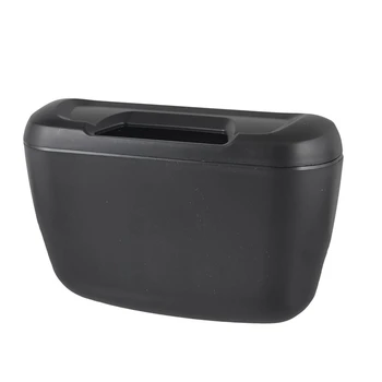 

Black Plastic Vehicle Auto Goods Car Trash Bin Garbage Box w Hook