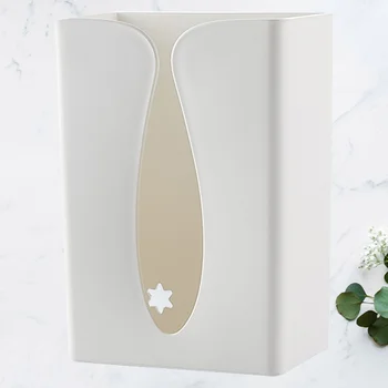 

1Pc Wall Mounted Desk Toilet Tissue Holder Kitchen Paper Storage Box Punch Free Napkin Organiser Container with Seamless Adhesiv