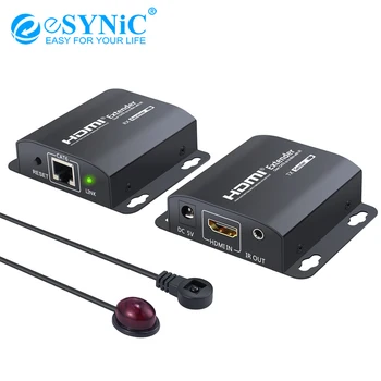 

eSYNiC HD 1080P HDMI Extender 60m / 192ft HDMI Repeater with IR Remote Control Over Single RJ45 Cat6 / 7 Cable for PC DVD Sky