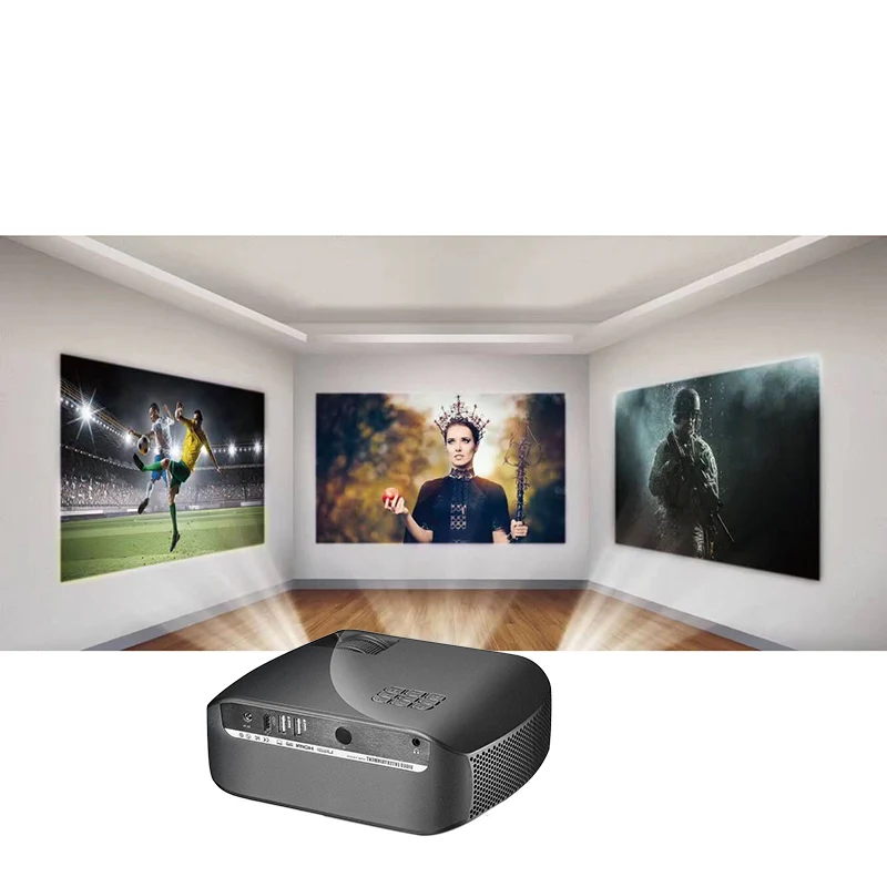 

F10UP HD LED Projector Multimedia Wireless Smart Home Android 7.0 (2+16G) USB Remote Control Black Portable(EU Plug)