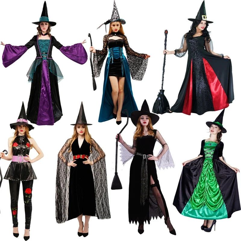

Women Witch Costume Role Playing Luxury Wizard Dress Cosplay Women Halloween Costumes Dress up Adult Magic Witch Clothes