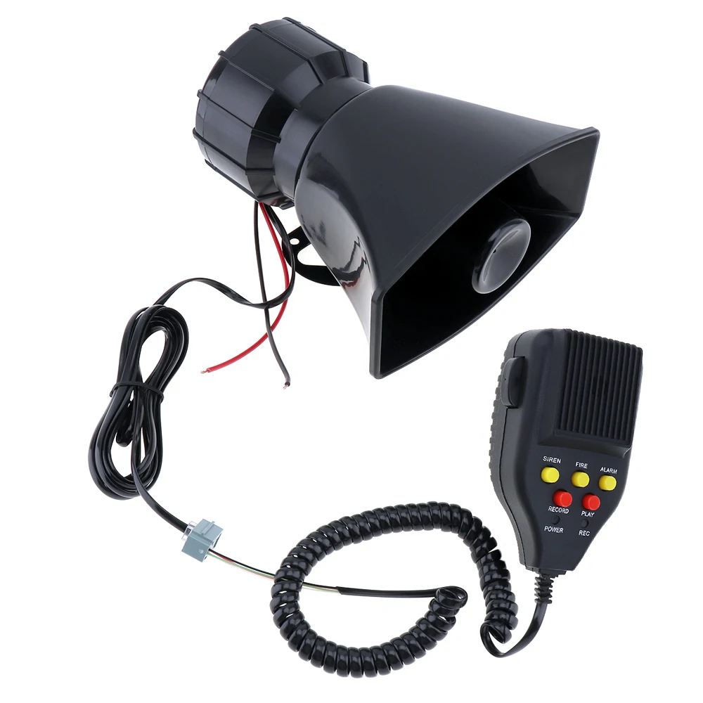 

100W 12V Auto Car Motorcycle Vehicle Warning Siren Alarm Loud Horn Firemen Ambulance Loudspeaker 7 Sound Tone with MIC