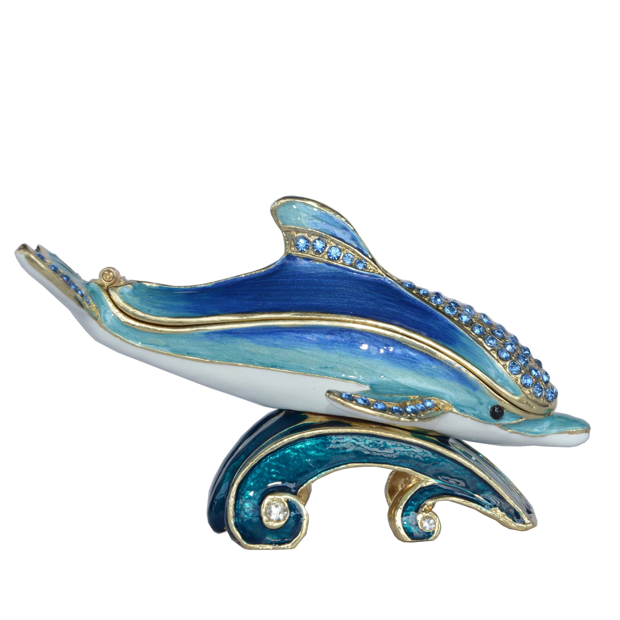 Dolphin Jewelled Trinket Box Nautical Figurine Sea Life Decoration Birtthday Gifts