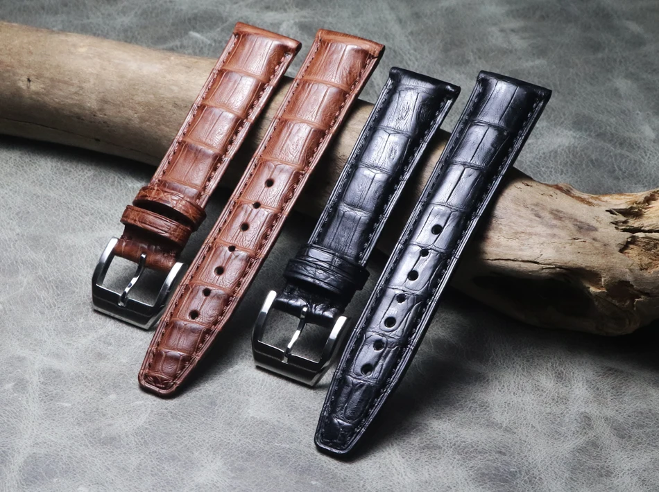Handmade Upscale Crocodile Leather suitable Watchband Watch Strap Band Accessories slub wristband Retro casual Bracelet | Наручные часы