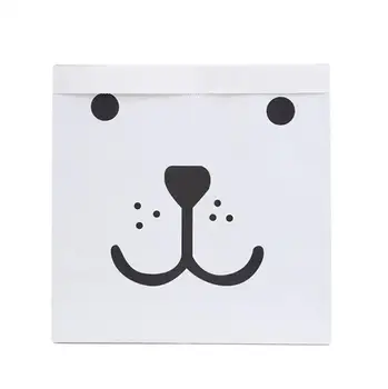 

Kraft Paper Storage Bag Cute Cartoon linen Bag Kids Toys Clothing Organizer Basket for Children Room Nursery Home Decor Kangkang