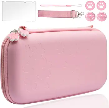 

Pink Travel Carrying Case Kit for Nintendo Switch/Lite Accessories Hard Portable Protective Bundle Water-Proof Shell with Glass