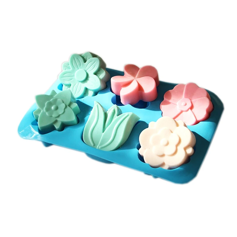 6 Holes Tulips Flower Soap Mold DIY Handmade For Fondant Cake Mould