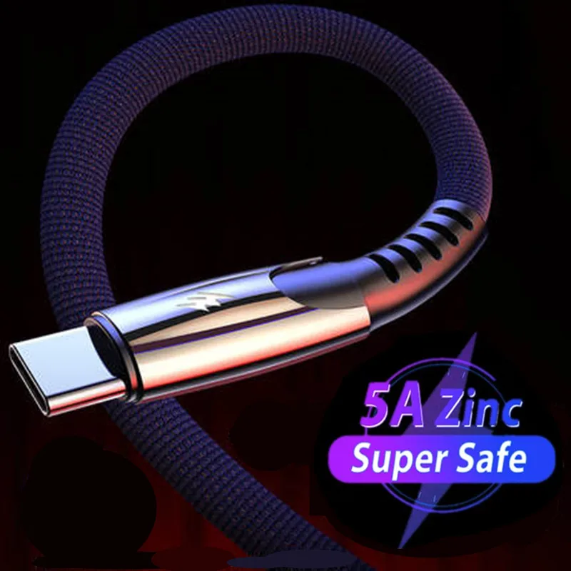 Супер-быстрый зарядный кабель USB A к USB C type C 5A кабель для быстрой зарядки и синхронизации данных кабель для быстрой зарядки для OnePlus 7 7T pro LG G5 SE