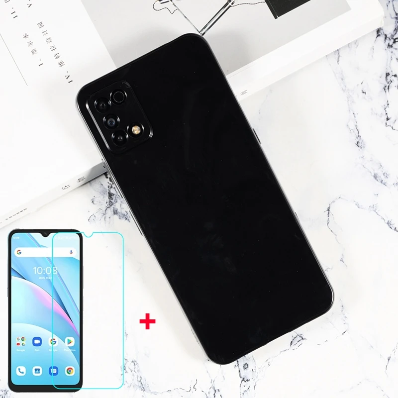 

Transparent Phone Case For UMIDIGI A11 Soft Black TPU Case Cover with Glass on Cases Vetro UMI Umidigi A11 A 11 Screen Protector