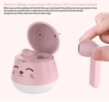 

Cute Bluetooth Earphone Wireless Headset Mini Earbuds Stereo Earphones Kitty Pink Bear Gray Elf Black Pink Pig Purple Panda