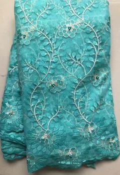 

French Lace Fabric Teal Green Beaded African Lace Fabric 2020 High Quality Lace Embroidered Fabric for Nigerian Wedding FLL4817