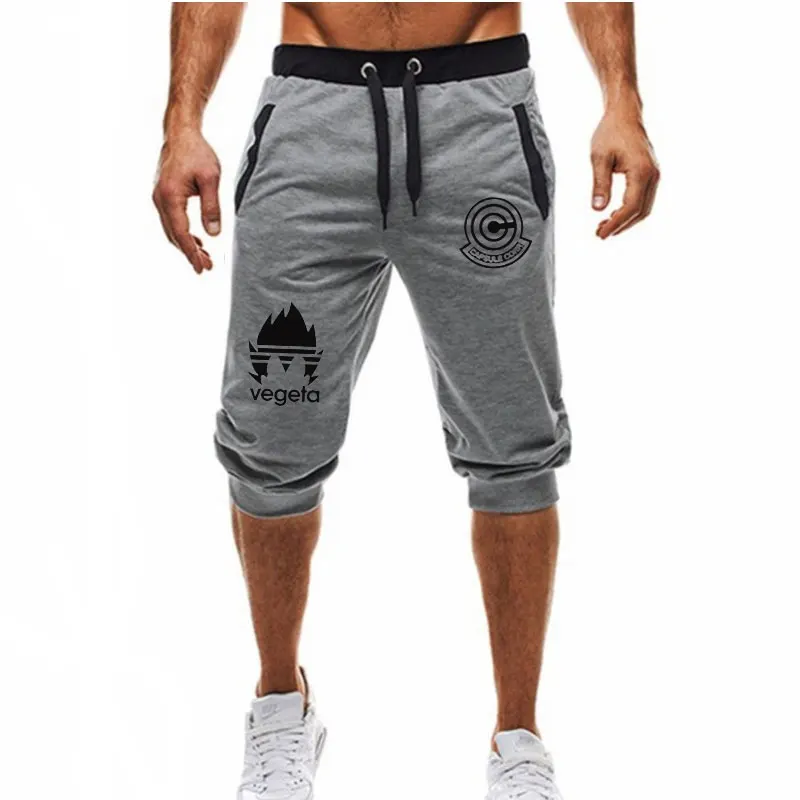 light gray black Summer Лето мужские Шорты повседневные шорты Мода Dragon Ball Гоку печать спортивные штаны Фитнес короткие Jogger мужская одежда - Цвет: light gray black
