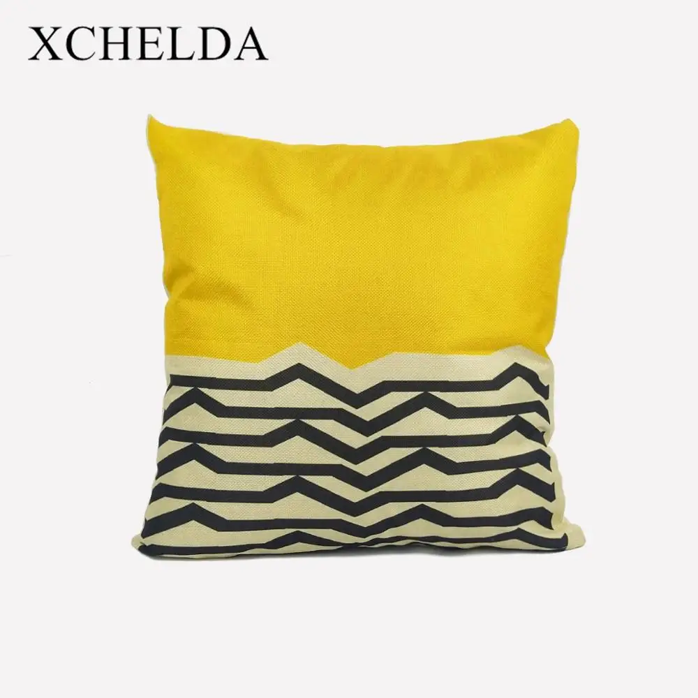 Scandinavian Style Cushion Cover Decorative Pillow Case 45*45 Yellow Pillowcase Car Seat Linen Home Decoration for Sofa