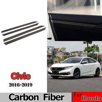 

Car Accessories Real Carbon Fiber 3D Sticker Inner Door Panel Protective Decoration Cover Trim For Honda Civic (FC/FK) 2016-201