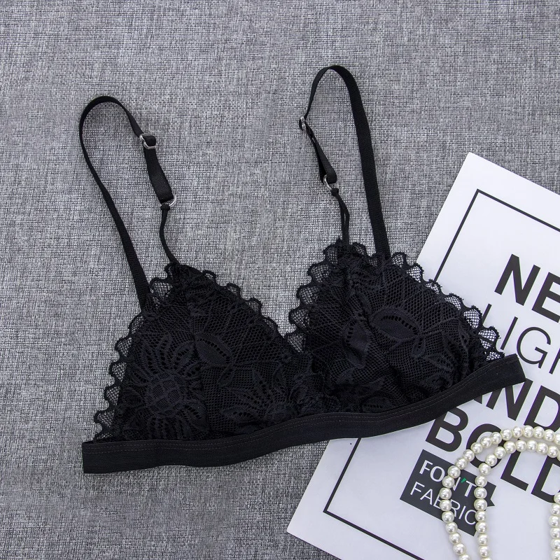 Sexy Woman Bra Floral Lace Bra Wire Free Bralette Lingerie Female Seamless Unpadded Transparent Brassiere Intimates 1/2PCS womens bra lace lingerie