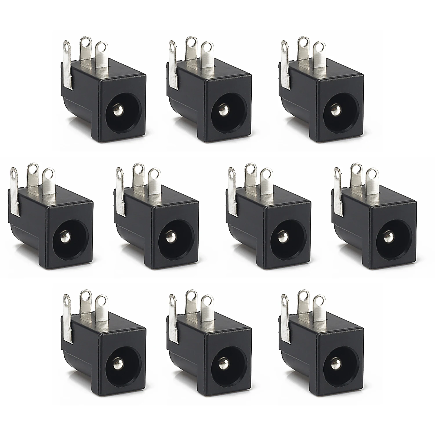 For 5.5x2.1mm DC-005 black DC power jack socket DC female connector power barrel right angle PCB mounting terminal 5.5 * 2.5MM
