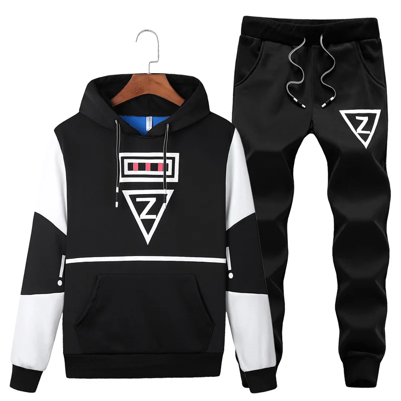 

170 Men Leisure Sports Suit Spring And Autumn Hooded Pullover Hoody Two Piece Set (a Set)