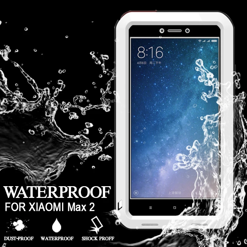 

LOVE MEI Waterproof Case For Xiaomi Max 2 Original Shockproof Cover For Xiaomi Max 2 Case Aluminum Protection For Max 2 Case