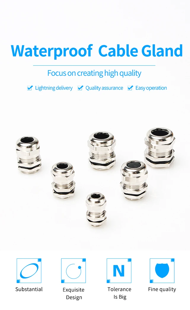 Description Picture 2 of itemWaterproof Cable Gland Connector IP68 304 Stainless Steel Inox Metric Cable M6 M8 M10 M12 M14 M16 M18 For 3-6.5mm 4-8mm Cable