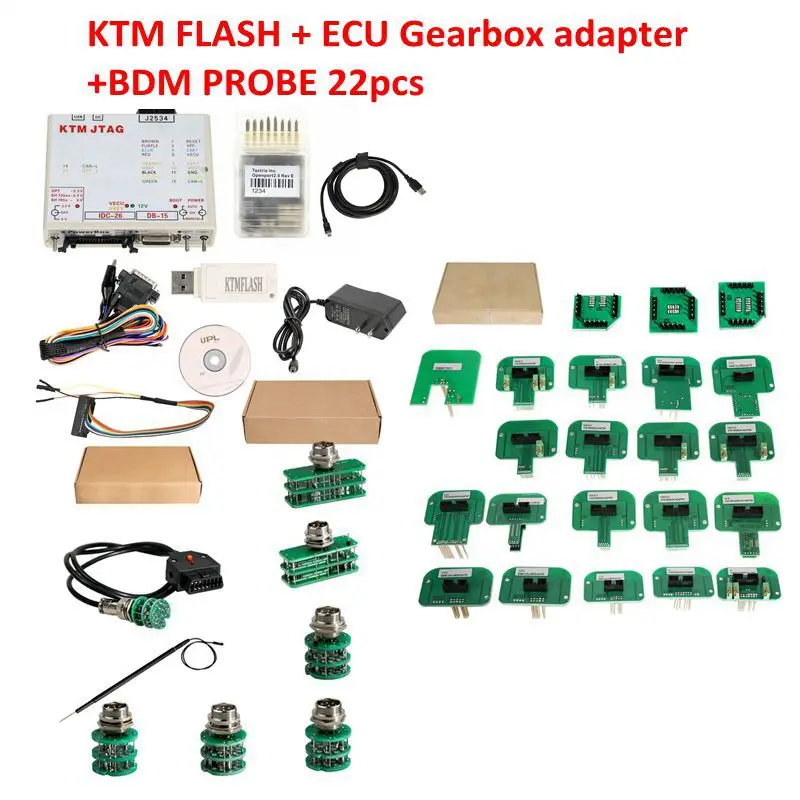 KTMFLASH V1.95 ECU программист и трансмиссия инструмент для обновления электропитания KTM Flash OPENPORT J2534 кабель - Цвет: ADD ADAPTERS 22PCS
