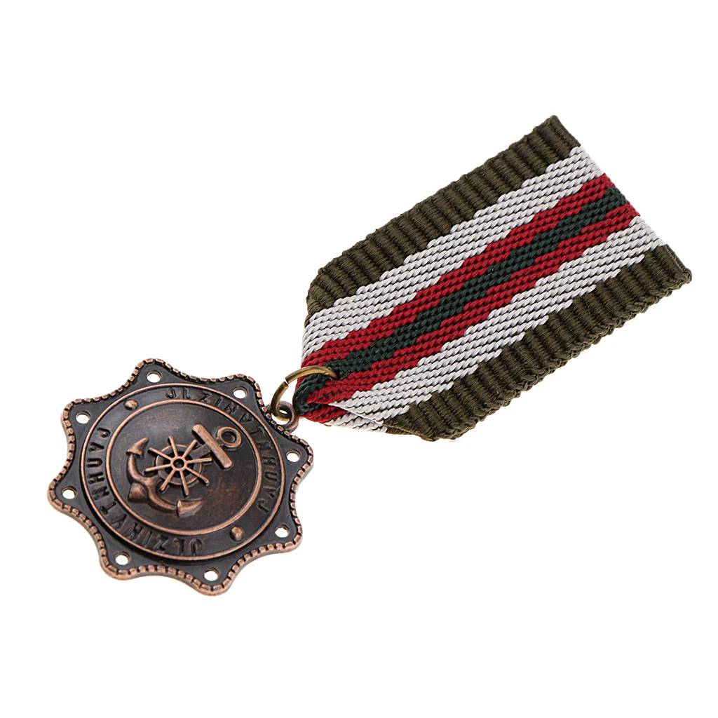 3 PCS Award Medal with Ribbon Uniform Pin Brooch Badge Navy Style Epaulet Badge for Men Boys Kids Cosplay