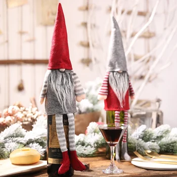 

Navidad Christmas Wine Bottle Cover New Year Gift Bag Holder Holiday Home Party Dining Table Decor