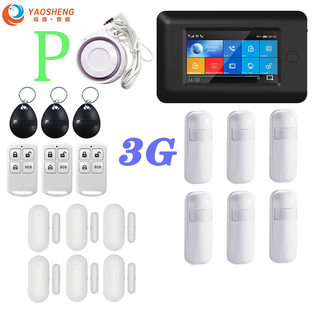 ring alarm wall mount YAOSHENG PG-106 3G GSM WIFI GPRS Wireless 433MHz Smart Home Security Alarm Systems APP Remote Control For IOS Android System touch screen keypad for alarm system Alarms & Sensors