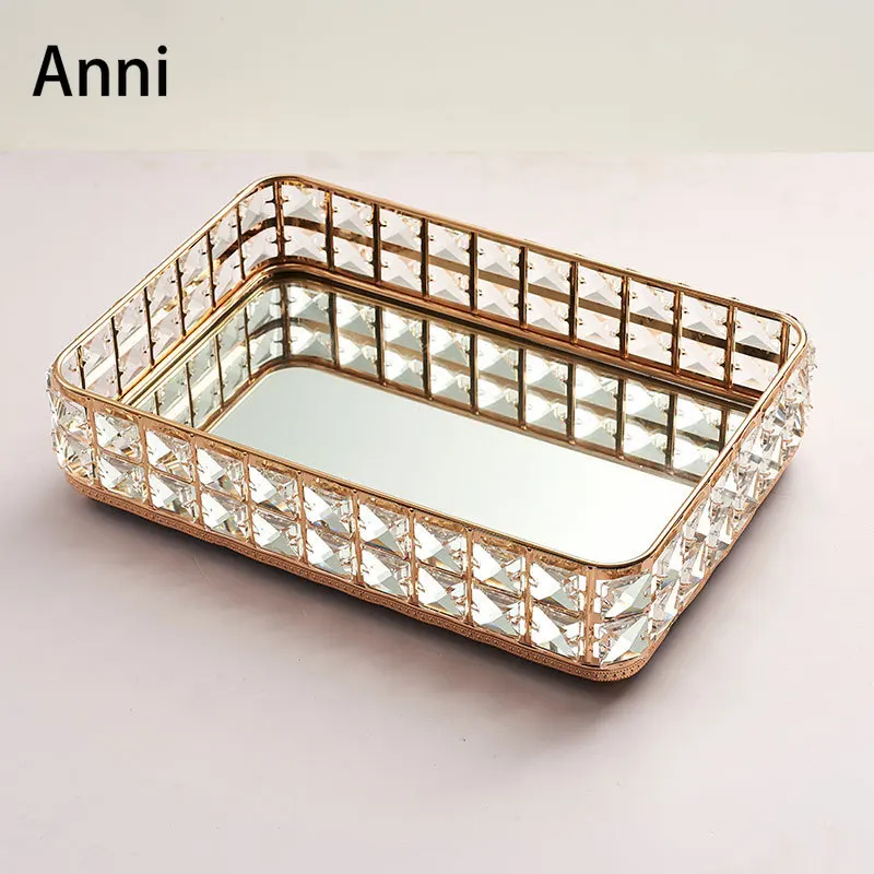 

Современные хрустальные подносы в скандинавском стиле, декоративные стеклянные зеркальные тарелки для торта, десертов, туалетный столик, косметический дисплей для духов, поднос для украшения дома