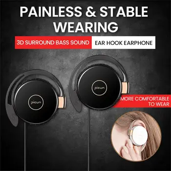 

Universal 3.5mm Wired Mini Ear Hook Headphones Noise Cancelling Sports Gaming Headset HIFI No Delay Earphones With Mic