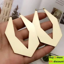 AOMU преувеличенные геометрические выдалбливают золотые цветные большие металлические Висячие серьги для женщин Свадебные Висячие массивные ювелирные изделия Шарм Brincos