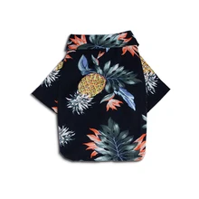 Hawaii Durable Funny Chiffon Costume Pet Shirt Small Medium Size Breathable Pineapple Pattern Dog Cat Casual Clothes Printing