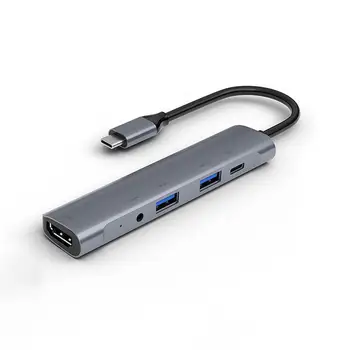 

5-in-1 4K USB Type C HUB Adapter Dock USB C to HDM USB 3.0 PD Power Converter for iPad Samsung MacBook Pro