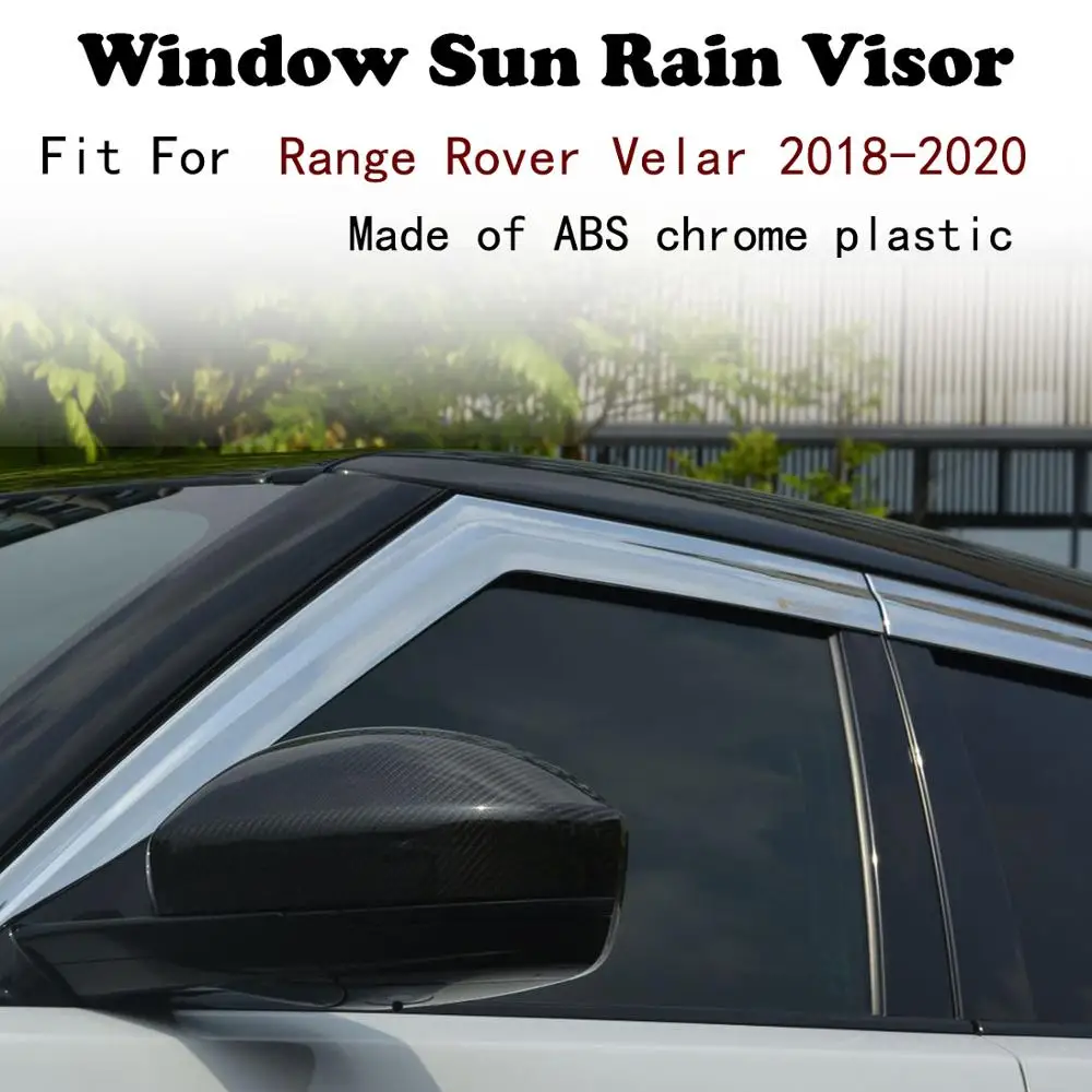 

ABS Chrome plastic Window Visor Vent Shades Sun Rain Guard car accessories For Range Rover Velar 2018-2020