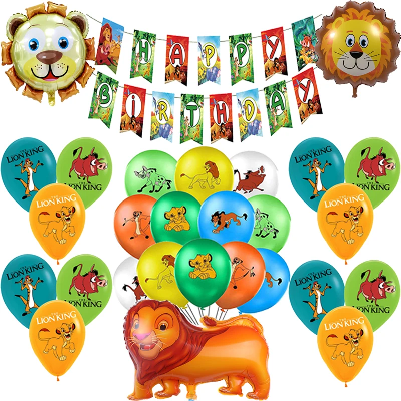 Воздушные шары в виде льва Kion Guard Jungle с животными Kinged Simba Pet Zoo латексный Балон