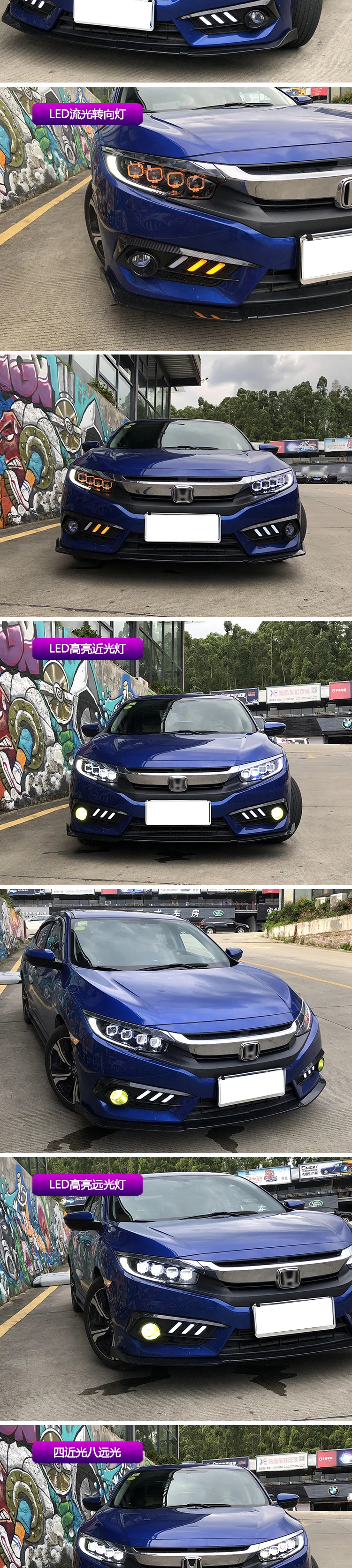 Car Styling Head Lamp case for Honda Civic- Headlights G10 MK10 Bugatti Headlight DRL Lens Double Beam Bi-Xenon HID
