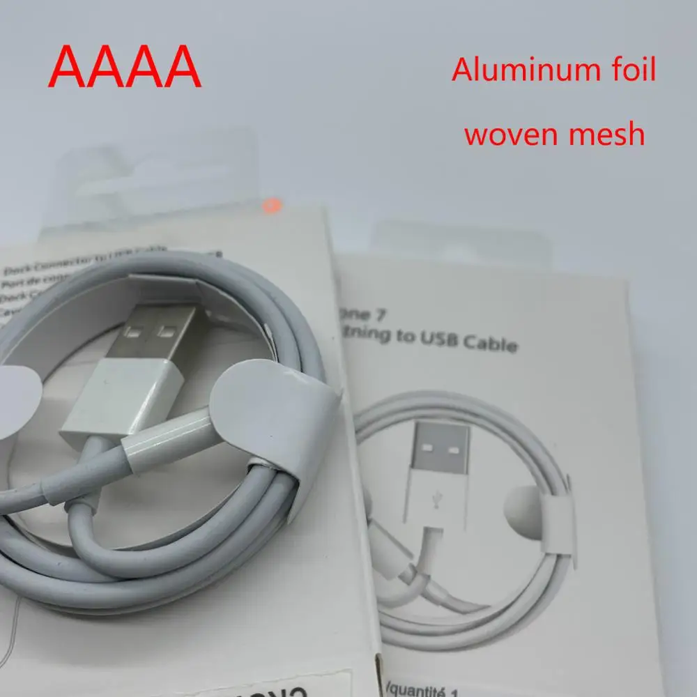 

100pcs/1m 3ft AAAA USB Data Charger usb Cable With aluminum foil woven mesh for iP XS Max XR x 8 7 6s 6 plus with retail box