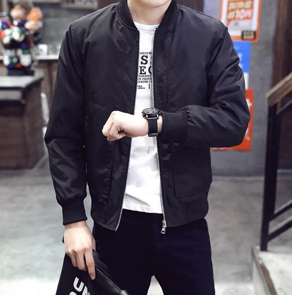 

Spring Autumn men's jacket Casual Solid Slim Bomber Jacket Men Overcoat Baseball Jackets Men's streetwear Jacket jaqueta 2019