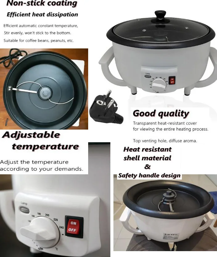 

Electric Coffee beans roaster machine roasting Dried peanut non-stick coating baking tool household Grain drying 220V EU US