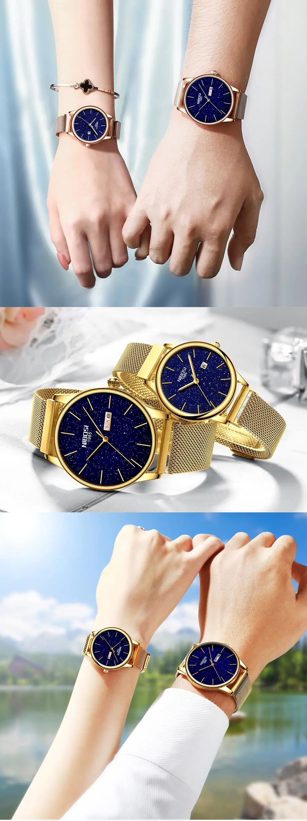 NIBOSI часы для пар водонепроницаемые мужские и женские часы Роскошные брендовые элегантные женские часы из нержавеющей стали Relogio Feminino