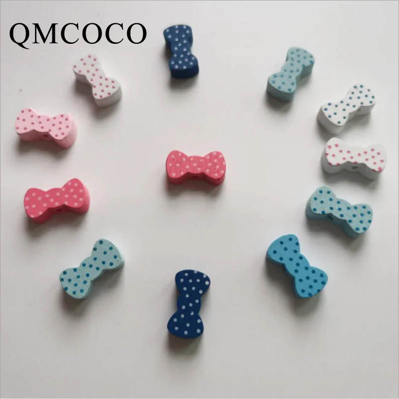 50Pcs Colorful Bow-Knot Shape Wooden Beads Children's Educational DIY Crafts Handmade Decorations Baby Toys Accessories 50pcs lot sublimation blanks consumable hang decorations for dye ink printing transfer diy craft gift